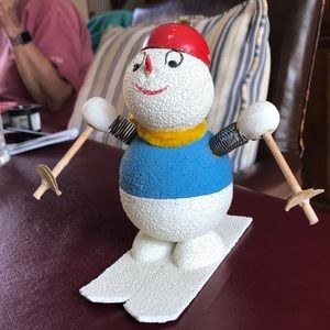 Vintage Skiing Snowman